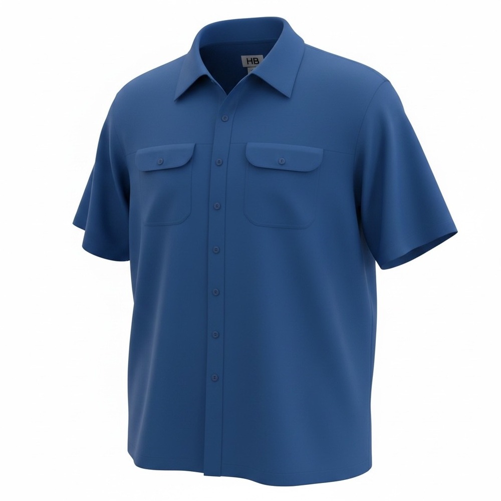 HB Mens 6XL Royal Blue Short Sleeve Button Down Work Shirt Two Pocket Solid